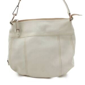 Prada Double Stitched Leather Handbag Hobo Shoulder Bag White